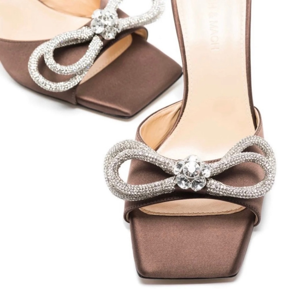 Mach & Mach Satin Double Bow 95mm Sandals